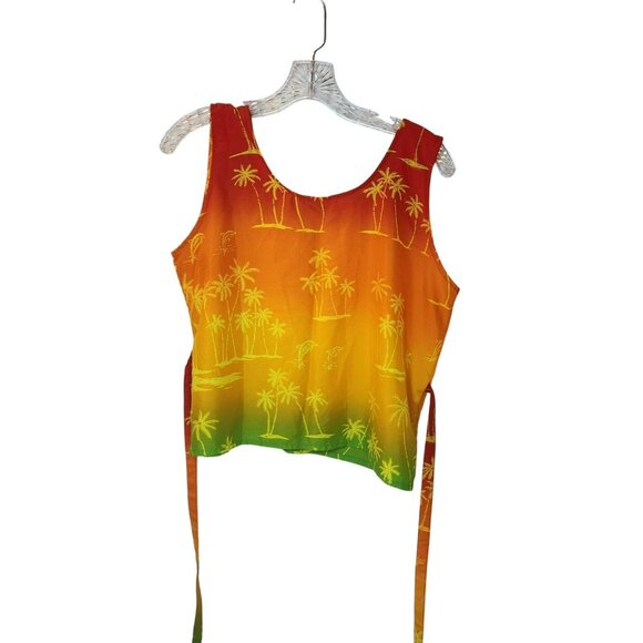 Rima Punjabi Suit M 2pc Cropped Tank + Side-Tie Pants Rainbow Palm Y2K - Picture 8 of 12